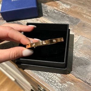 Rose Gold Stainless Steel Bangle with Stones
